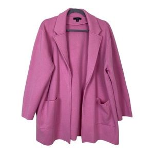 J Crew Sophie Open Front Sweater Blazer Pink Women's Size XXL Wool Blend Relaxed